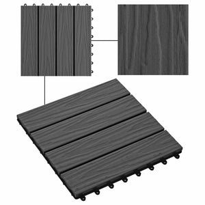 Πλάκα Κατασκευής 3D Σχεδίαση 11 pcs Μαύρο 30 x 30 cm WPC - Pakobazaar