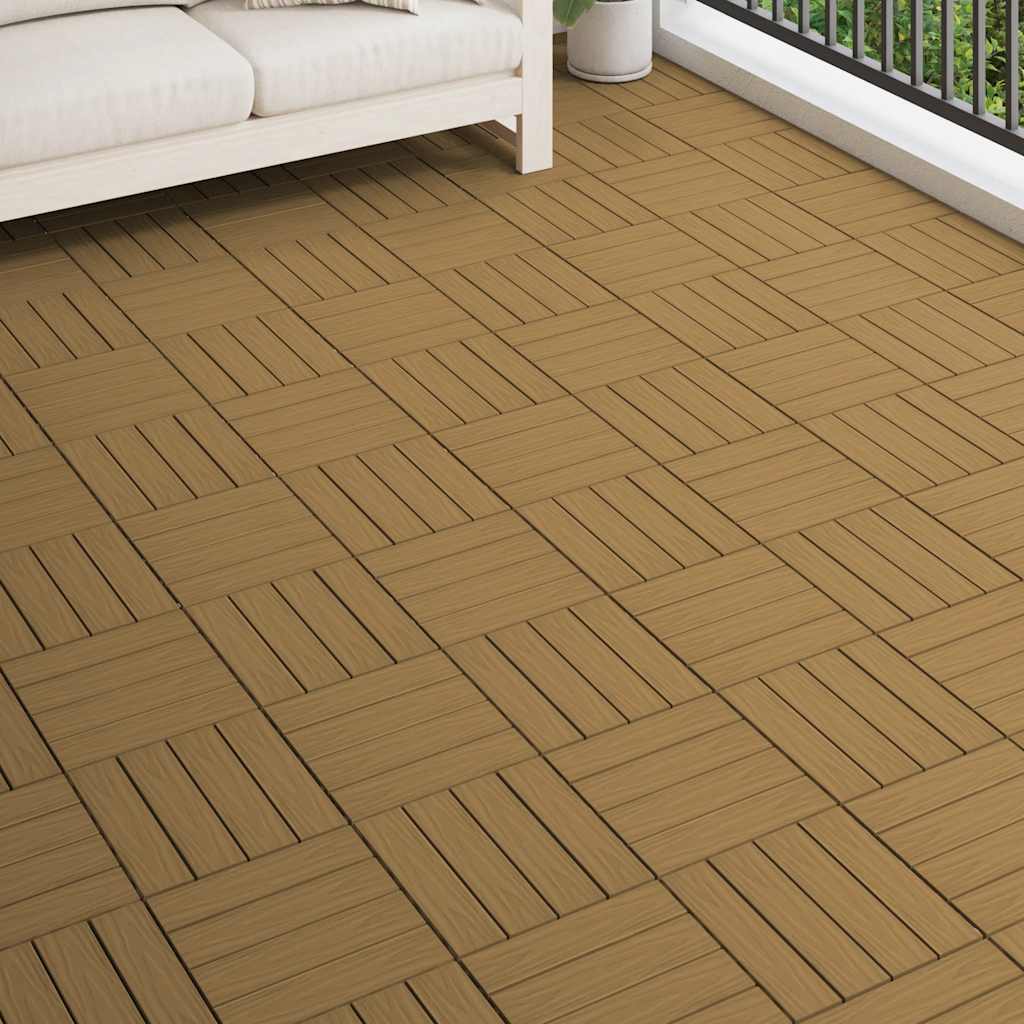 Πλακάκια Deck 11 τεμ. Ανάγλυφα Χρώμα Teak 30x30 εκ. 1 μ² WPC - Pakobazaar