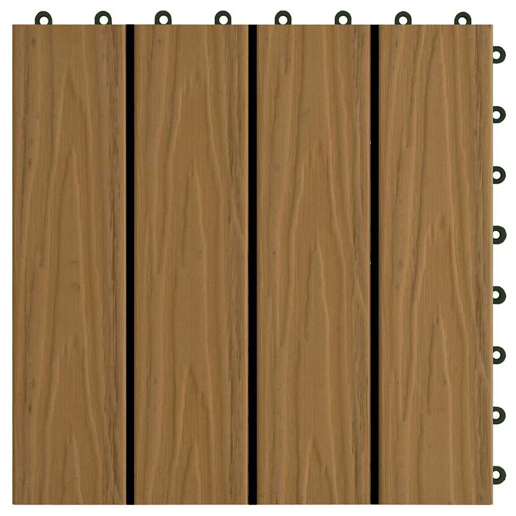 Πλακάκια Deck 11 τεμ. Ανάγλυφα Χρώμα Teak 30x30 εκ. 1 μ² WPC - Pakobazaar