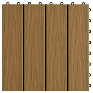 Πλακάκια Deck 11 τεμ. Ανάγλυφα Χρώμα Teak 30x30 εκ. 1 μ² WPC - Pakobazaar