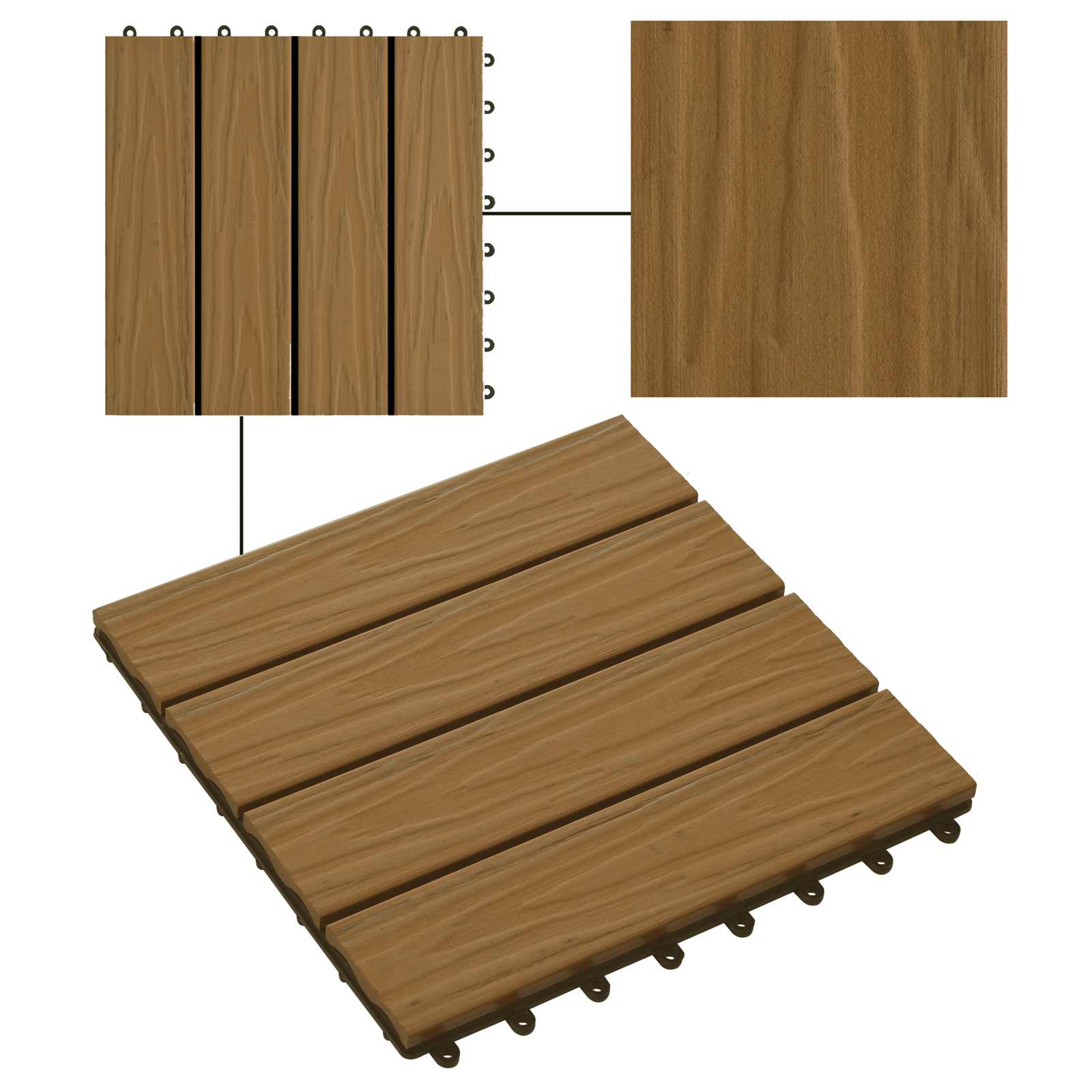 Πλάκα Κατασκευής 3D Σχεδίαση 11 pcs Ξύλο teak 30 x 30 cm WPC - Pakobazaar
