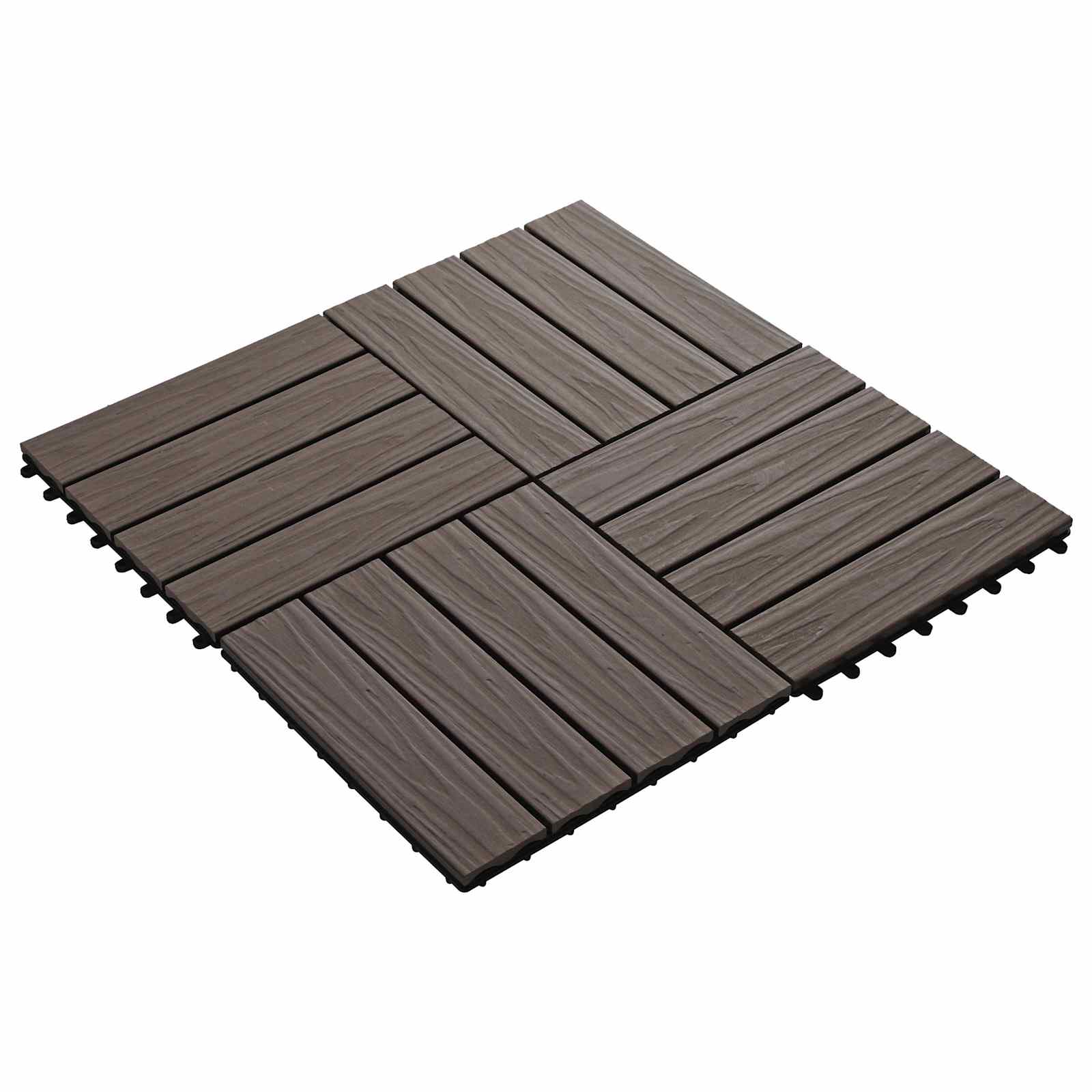 Πλάκα Κατασκευής 3D Σχεδίαση 11 pcs Σκούρο Καφέ 30 x 30 cm WPC - Pakobazaar
