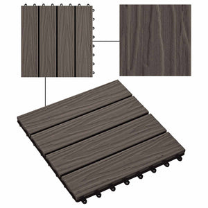 Πλάκα Κατασκευής 3D Σχεδίαση 11 pcs Σκούρο Καφέ 30 x 30 cm WPC - Pakobazaar