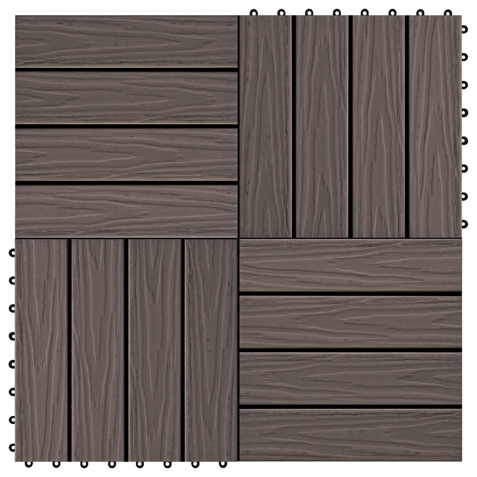 Πλάκα Κατασκευής 3D Σχεδίαση 11 pcs Σκούρο Καφέ 30 x 30 cm WPC - Pakobazaar