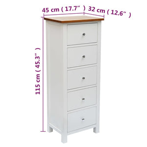 Συρταριέρα Ψηλή 45 x 32 x 115 εκ. από Μασίφ Ξύλο Δρυός