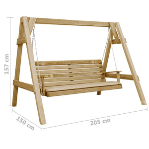 Παγκάκι Κούνια Κήπου 205x150x157 εκ. Εμποτισμένο Ξύλο Πεύκου