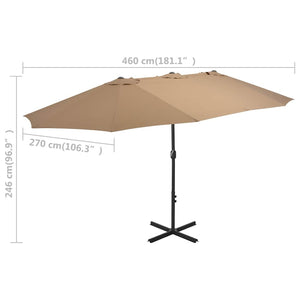 Ομπρέλα Κήπου Χρώμα Taupe 460 x 270 εκ. με Ιστό Αλουμινίου - Pakobazaar