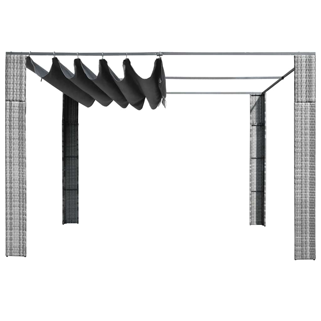 Κιόσκι με Οροφή Γκρι/Ανθρακί 300x300x220 εκ. Συνθετικό Ρατάν - Pakobazaar
