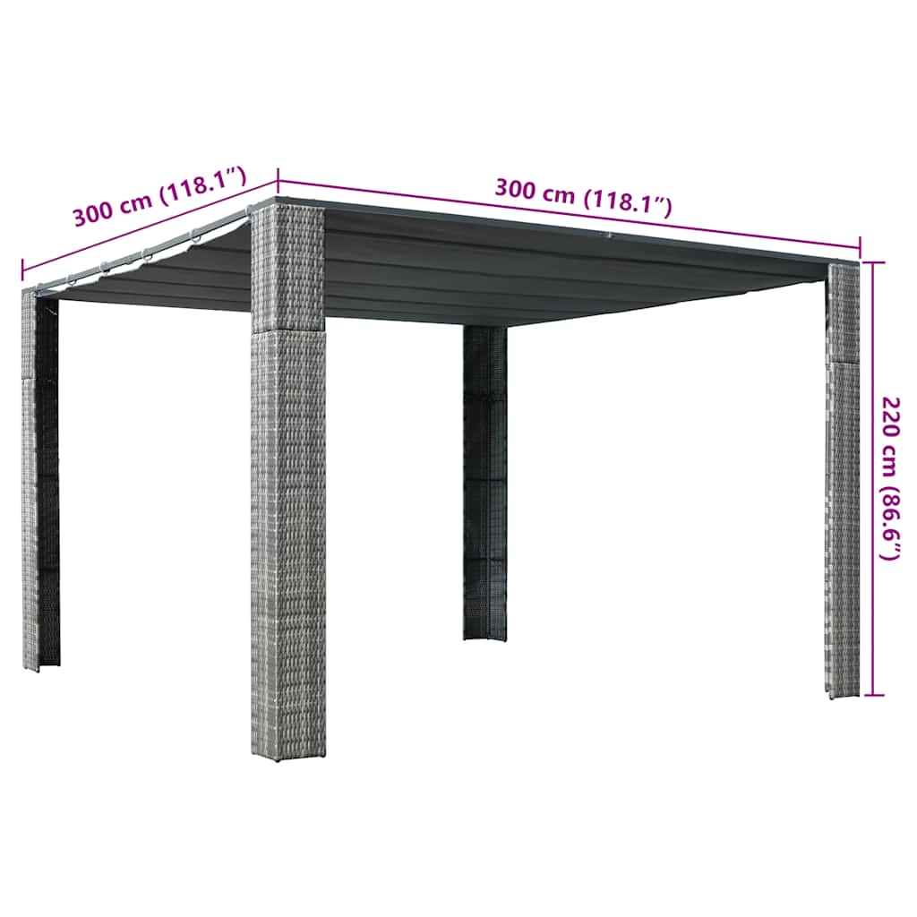 Κιόσκι με Οροφή Γκρι/Ανθρακί 300x300x220 εκ. Συνθετικό Ρατάν - Pakobazaar