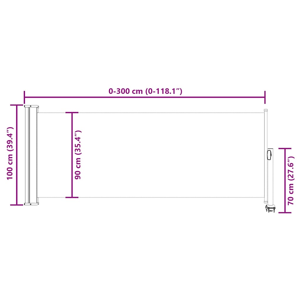 Σκίαστρο Πλαϊνό Συρόμενο Βεράντας Μαύρο 100 x 300 εκ.
