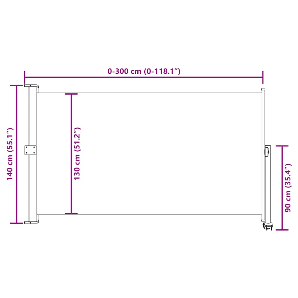 Σκίαστρο Πλαϊνό Συρόμενο Βεράντας Κρεμ 140 x 300 εκ.