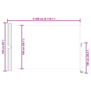 Σκίαστρο Πλαϊνό Συρόμενο Βεράντας Μαύρο 160 x 300 εκ. - Pakobazaar