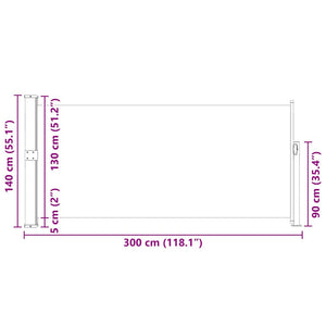 Σκίαστρο Πλαϊνό Συρόμενο Καφέ 140 x 300 εκ.