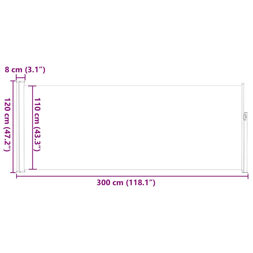 Σκίαστρο Πλαϊνό Συρόμενο Μπλε 120 x 300 εκ.