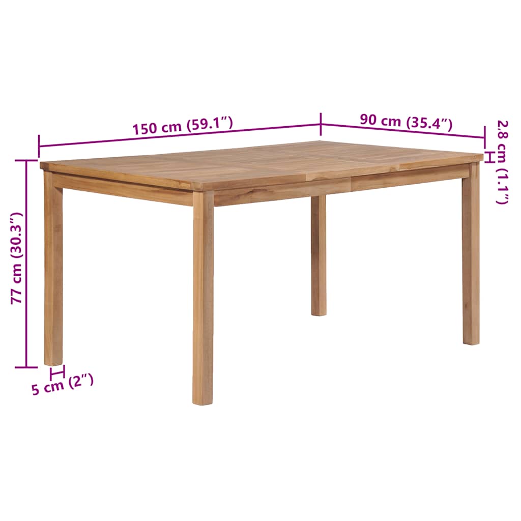 Τραπέζι Κήπου 150 x 90 x 77 εκ. από Μασίφ Ξύλο Teak - Pakobazaar