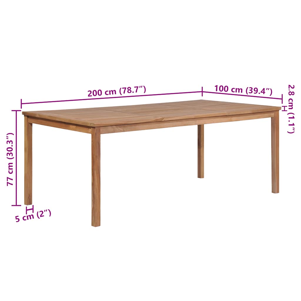 Τραπέζι Κήπου 200 x 100 x 77 εκ. από Μασίφ Ξύλο Teak - Pakobazaar