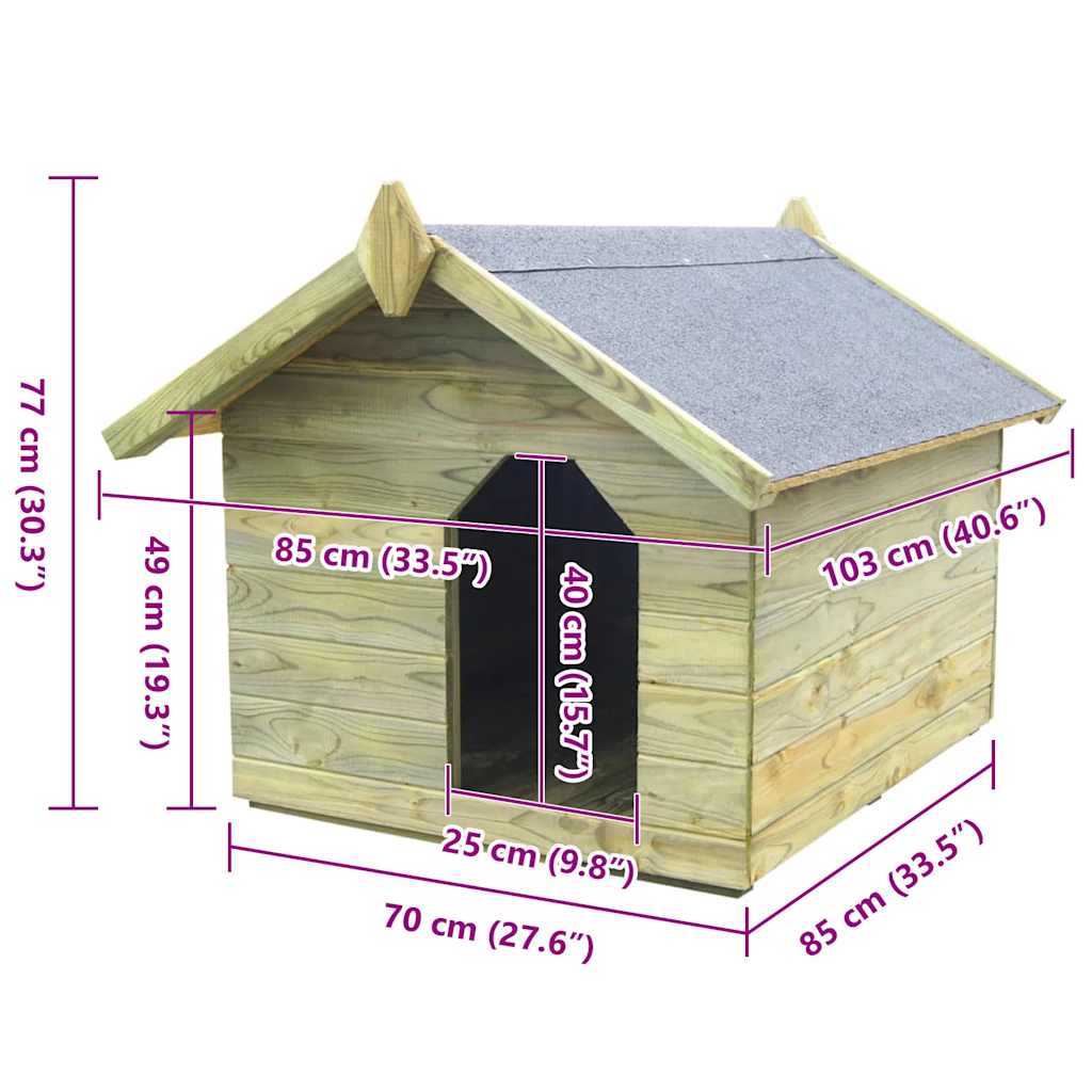 Σπιτάκι Σκύλου με Ανοιγόμενη Οροφή από Εμποτισμένο Ξύλο Πεύκου - Pakobazaar