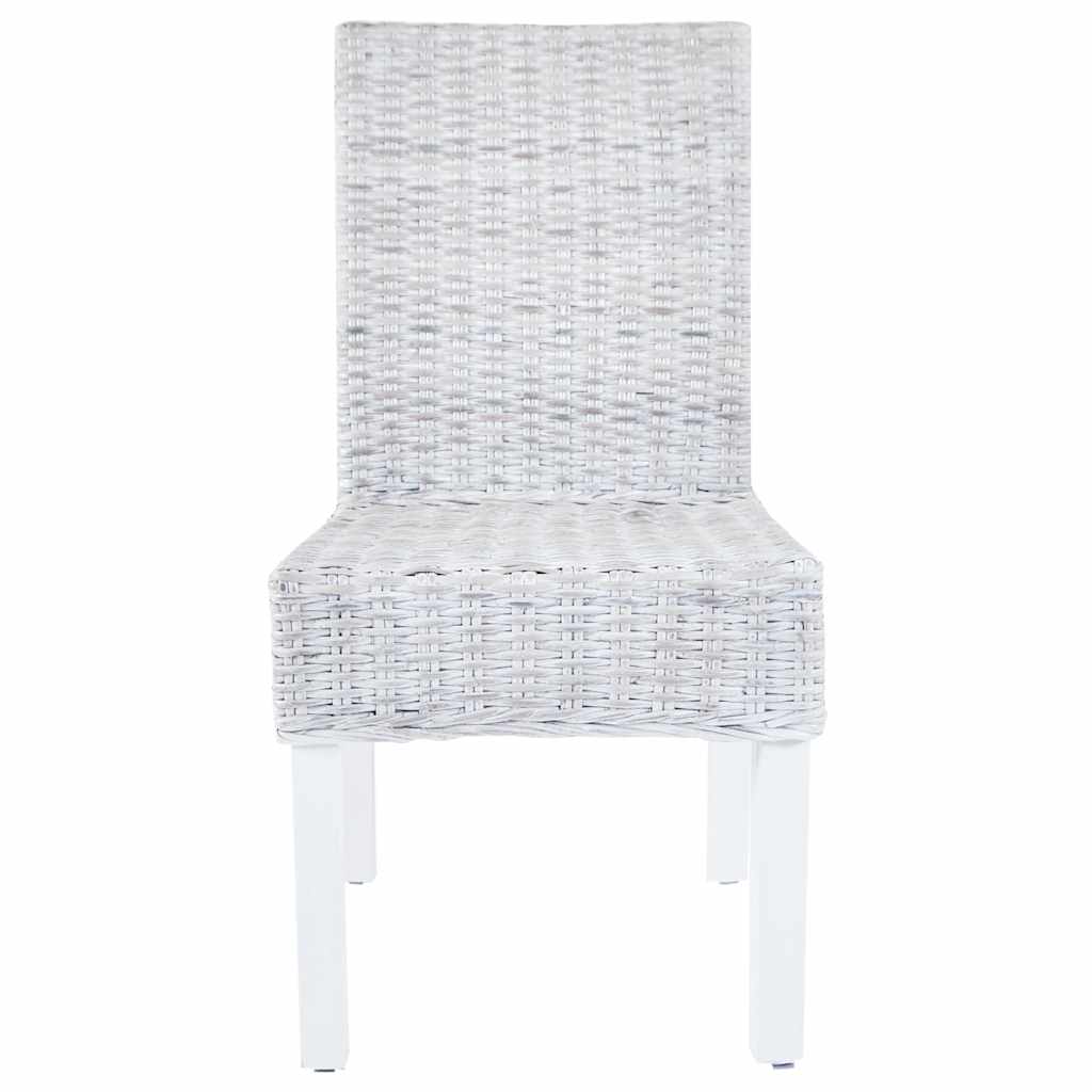 Καρέκλες Τραπεζαρίας 4 τεμ. Αν. Λευκό από Ρατάν Kubu Ξύλο Μάνγκο - PAKOBAZAAR