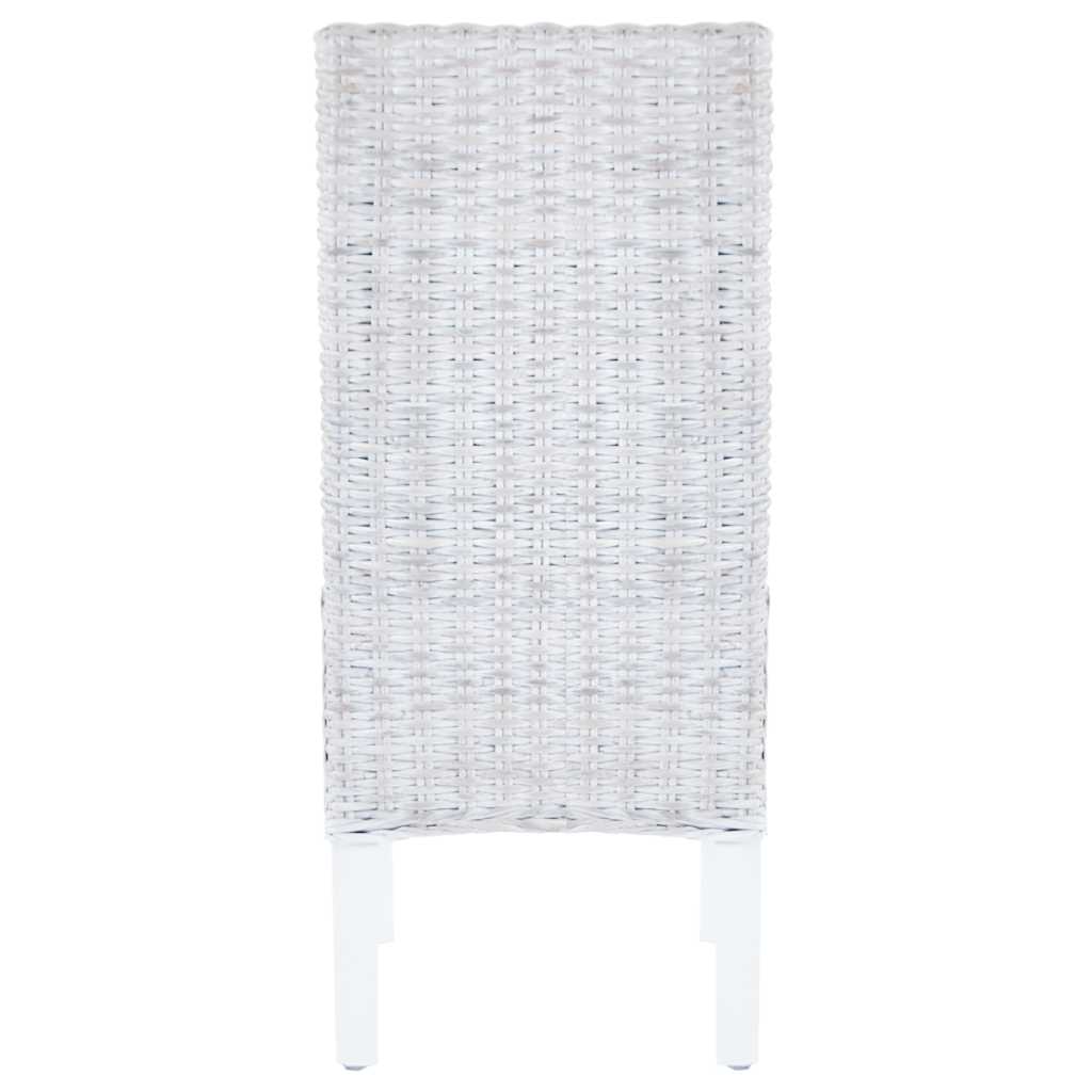 Καρέκλες Τραπεζαρίας 4 τεμ. Αν. Λευκό από Ρατάν Kubu Ξύλο Μάνγκο - PAKOBAZAAR