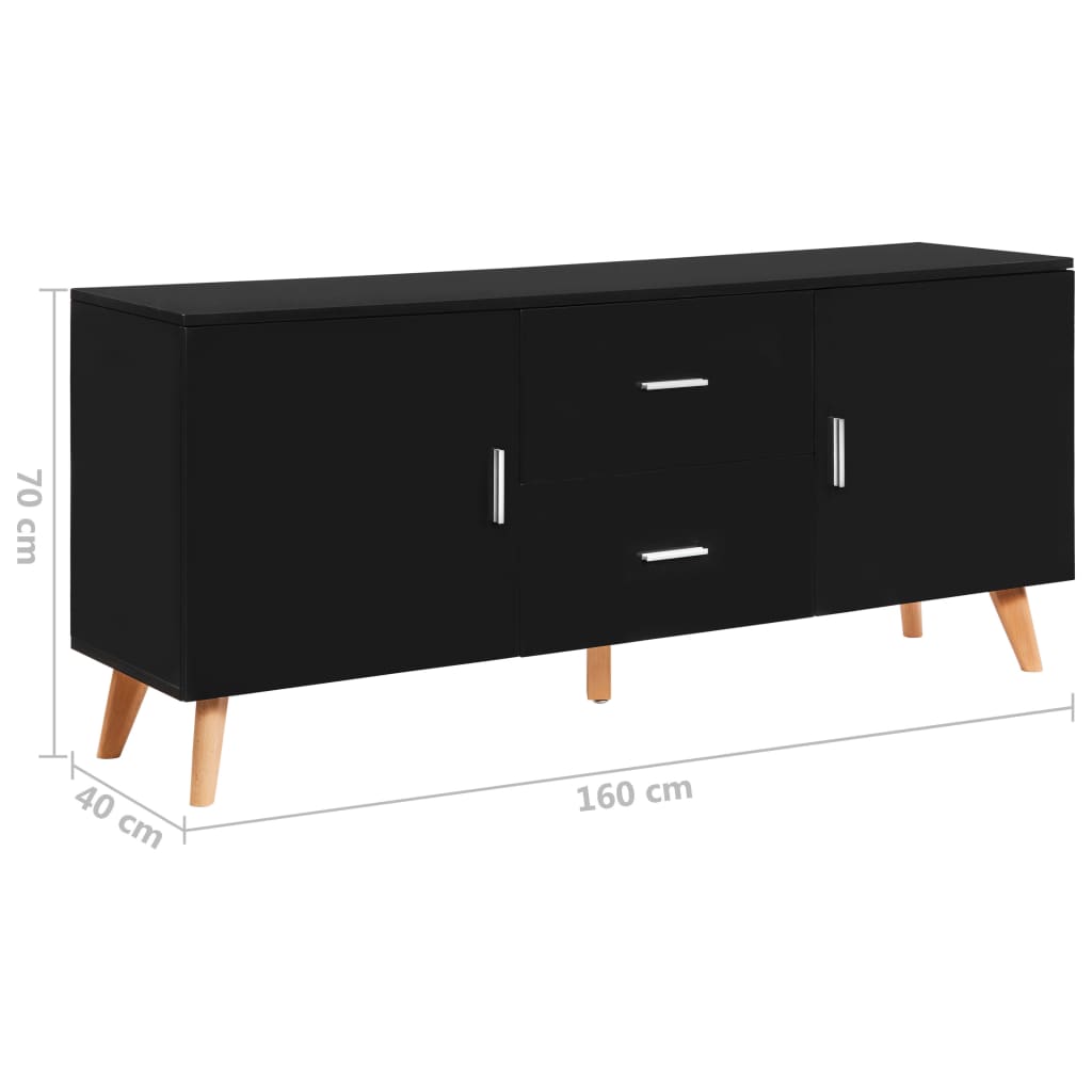 Μπουφές Μαύρος 160 x 40 x 70 εκ. από MDF - Pakobazaar