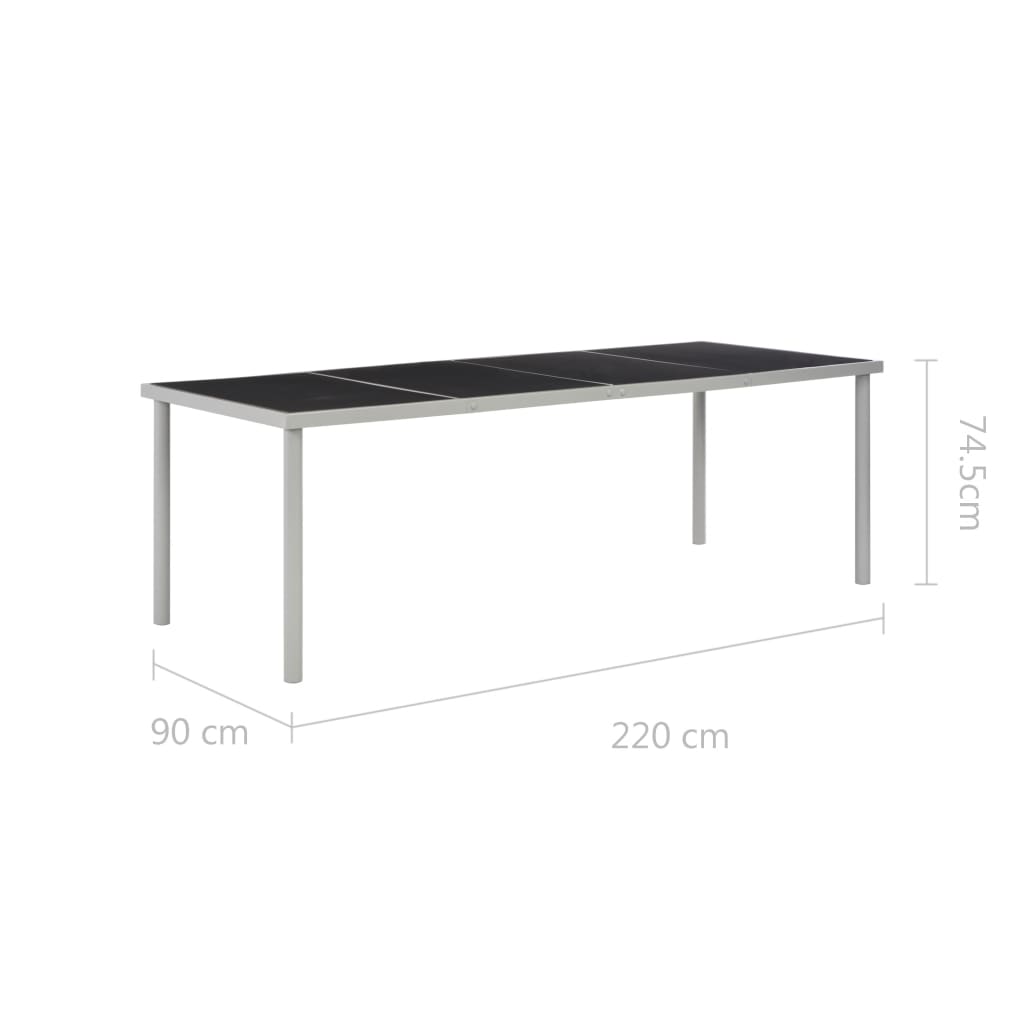 Τραπέζι Κήπου Μαύρο 220 x 90 x 74,5 εκ. Ατσάλινο