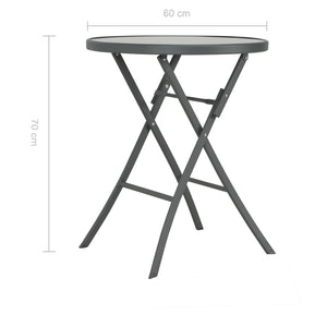 Τραπέζι Bistro Πτυσσόμενο Γκρι 60 x 70 εκ. από Γυαλί και Ατσάλι