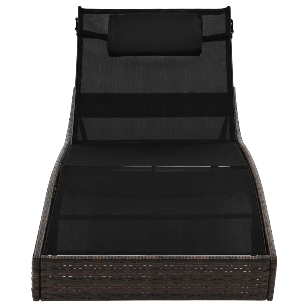 Ξαπλώστρα Καφέ από Συνθετικό Ρατάν με Μαξιλάρι - Pakobazaar