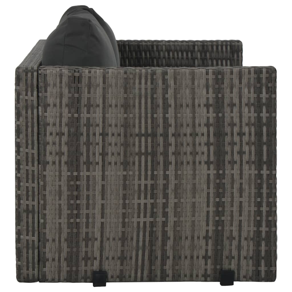 Τραπεζαρία Εξωτ. Χώρου Σετ 3 τεμ. Γκρι Συνθ. Ρατάν με Μαξιλάρια