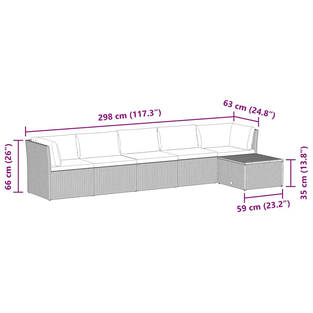 Σαλόνι Κήπου 4 Τεμαχίων Γκρι από Συνθετικό Ρατάν με Μαξιλάρια