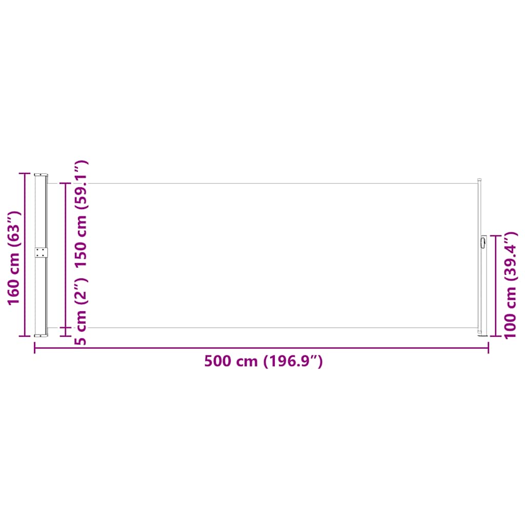 Διαχωριστικό Βεράντας Συρόμενο Μαύρο 160 x 500 εκ. - Pakobazaar