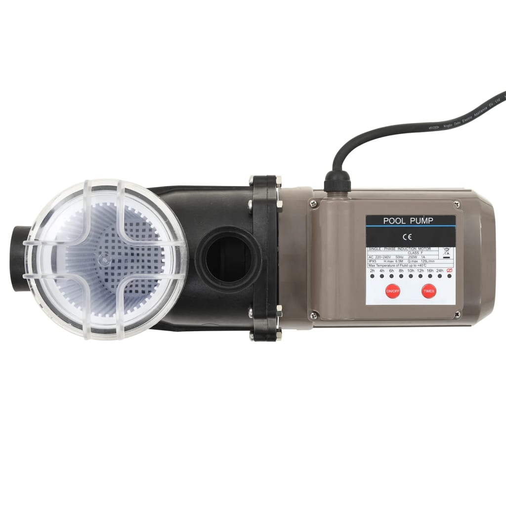 Αντλία Πισίνας με Χρονοδιακόπτη Μαύρη 0,25 HP 8000 Λίτρα / Ώρα - Pakobazaar
