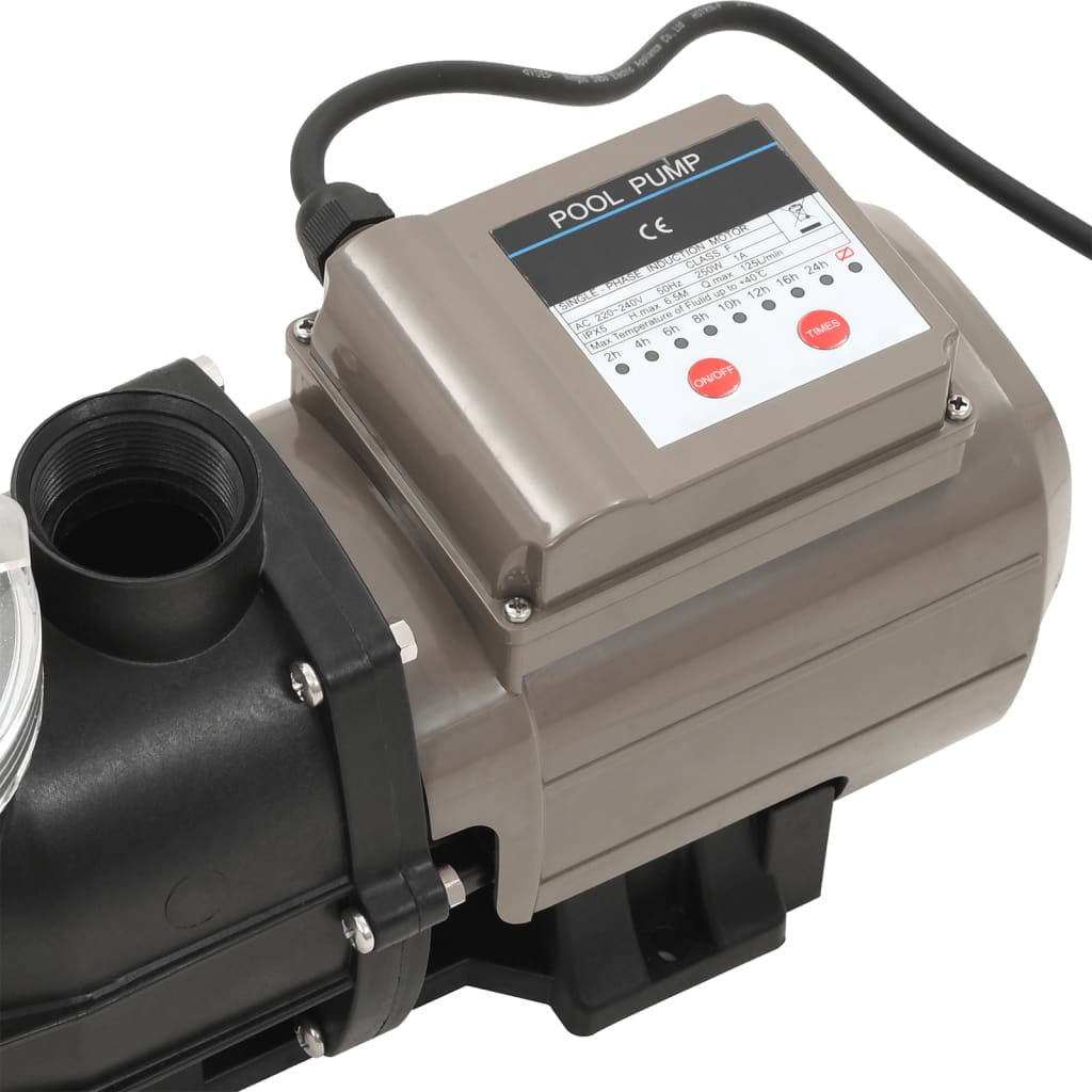 Αντλία Πισίνας με Χρονοδιακόπτη Μαύρη 0,25 HP 8000 Λίτρα / Ώρα - Pakobazaar