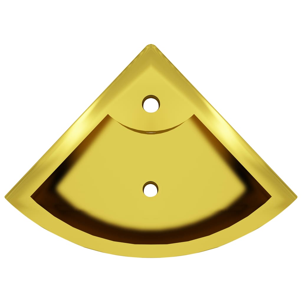 Νιπτήρας με Οπή Υπερχείλισης Χρυσός 45x32x12,5 εκ. Κεραμικός - Pakobazaar