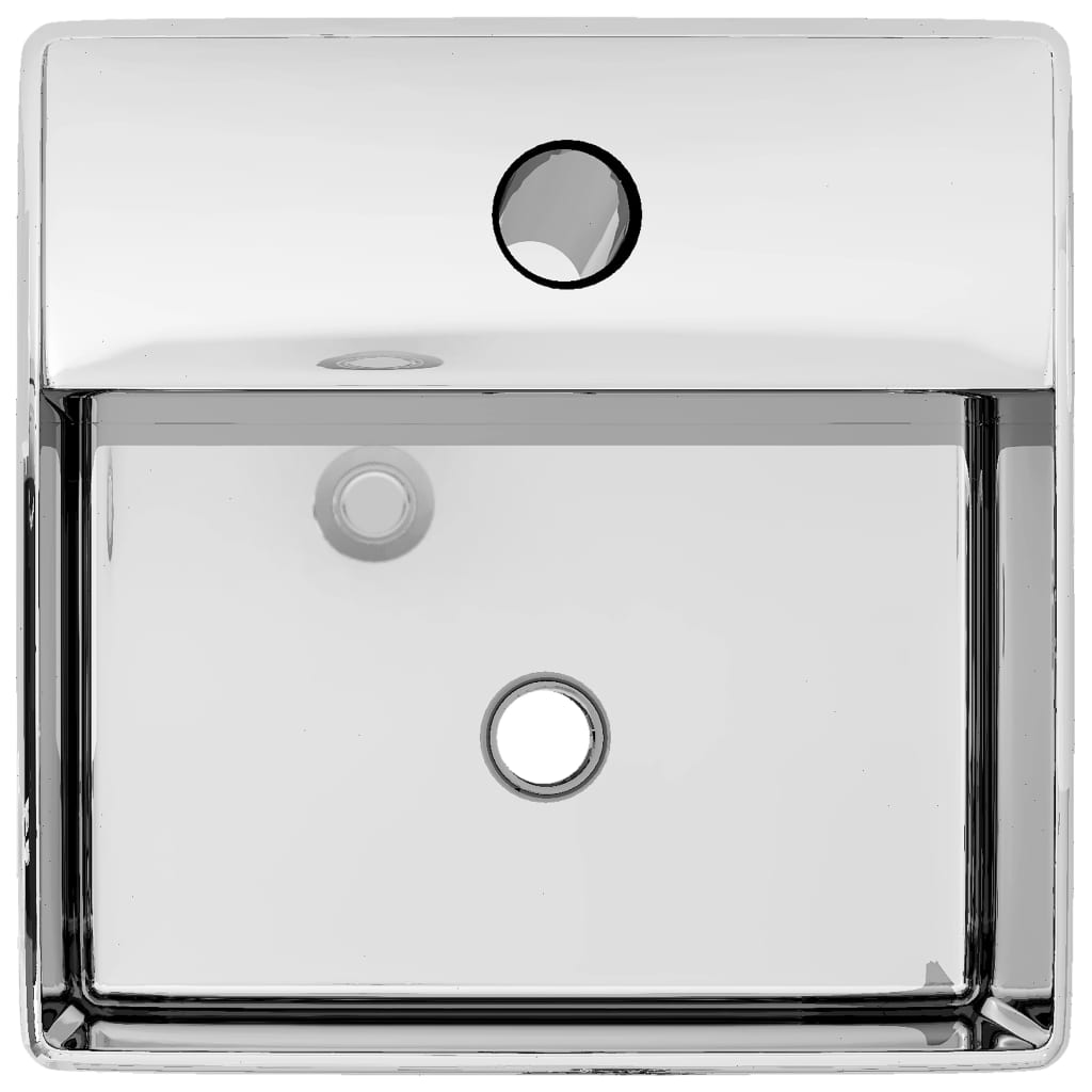 Νιπτήρας με Οπή Βρύσης Ασημί 38 x 30 x 11,5 εκ. Κεραμικός
