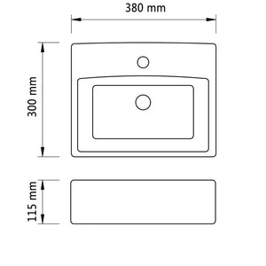Νιπτήρας με Οπή Βρύσης Χρυσός 38 x 30 x 11,5 εκ. Κεραμικός