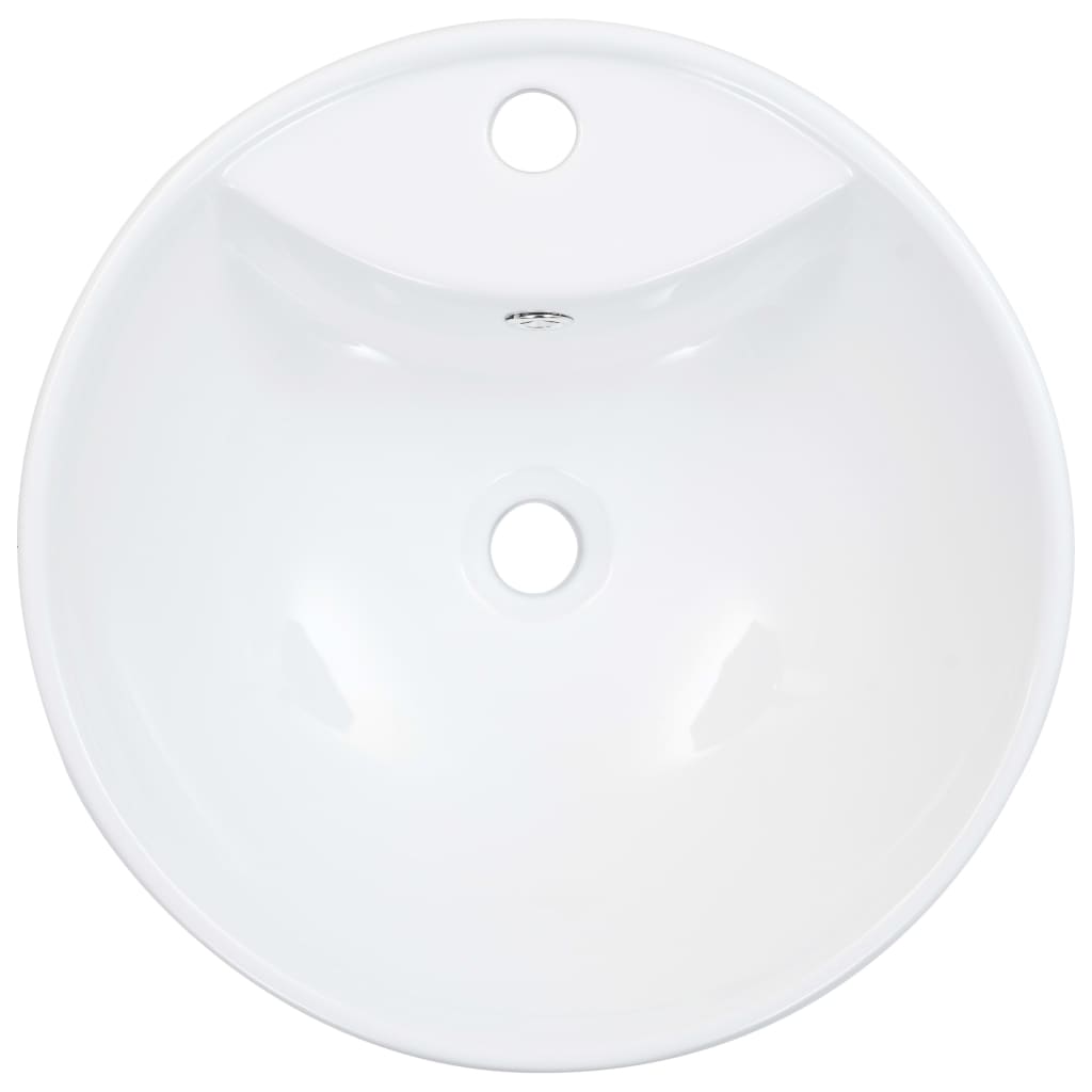 Νιπτήρας με Οπή Υπερχείλισης Λευκός 46,5 x 18 εκ. Κεραμικός - PAKOBAZAAR