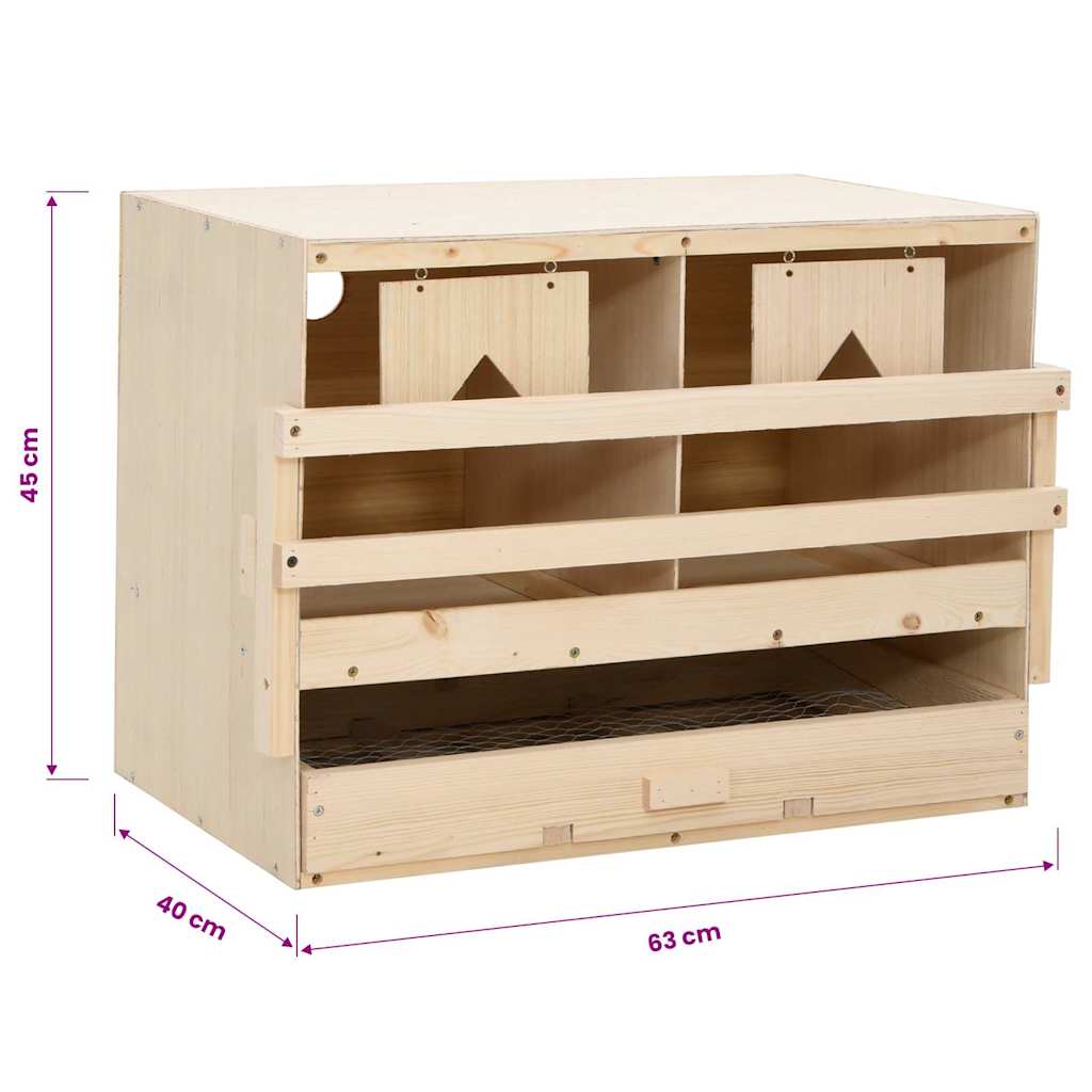 Φωλιά για Κότες με 2 Θέσεις 63x40x45 εκ. από Μασίφ Ξύλο Πεύκου - Pakobazaar