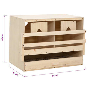 Φωλιά για Κότες με 2 Θέσεις 63x40x45 εκ. από Μασίφ Ξύλο Πεύκου - Pakobazaar
