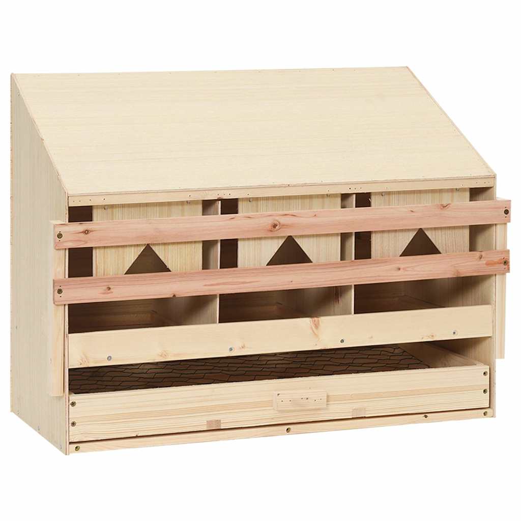 Φωλιά για Κότες με 3 Θέσεις 72x33x54 εκ. από Μασίφ Ξύλο Πεύκου - Pakobazaar