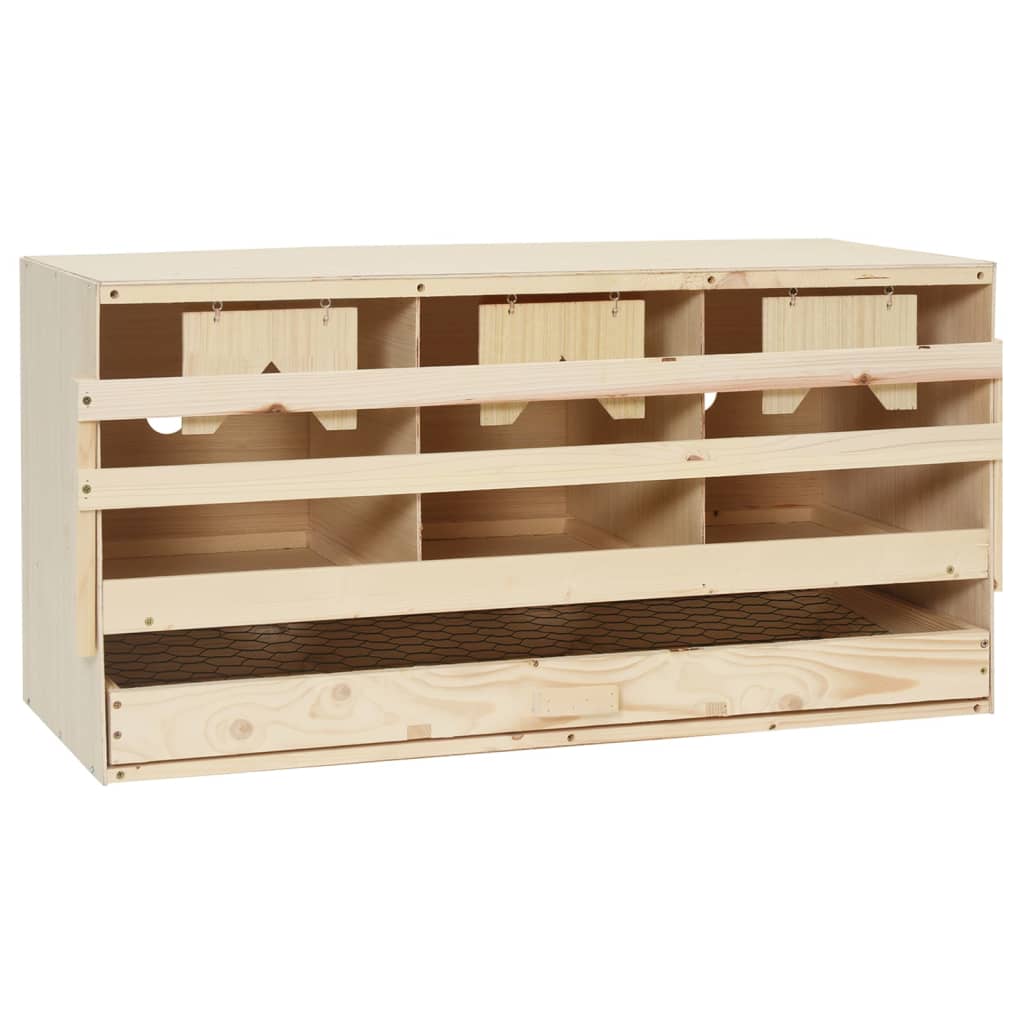 Φωλιά για Κότες με 3 Θέσεις 72x33x38 εκ. από Μασίφ Ξύλο Πεύκου - Pakobazaar