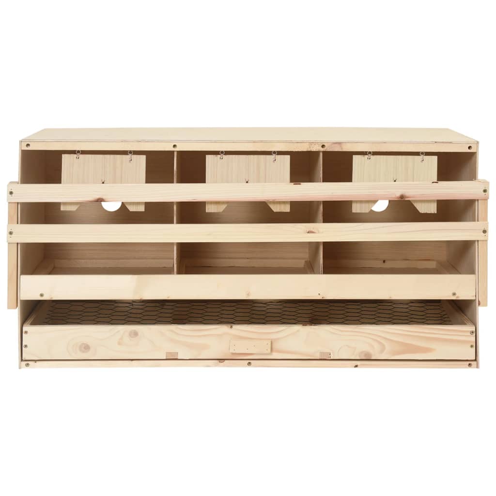 Φωλιά για Κότες με 3 Θέσεις 72x33x38 εκ. από Μασίφ Ξύλο Πεύκου - Pakobazaar