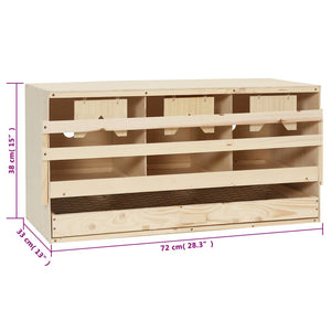 Φωλιά για Κότες με 3 Θέσεις 72x33x38 εκ. από Μασίφ Ξύλο Πεύκου - Pakobazaar
