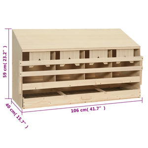 Φωλιά για Κότες με 4 Θέσεις 106x40x59 εκ. από Μασίφ Ξύλο Πεύκου - Pakobazaar