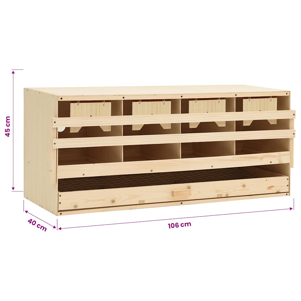 Φωλιά για Κότες με 4 Θέσεις 106x40x45 εκ. από Μασίφ Ξύλο Πεύκου - Pakobazaar