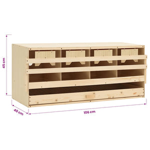 Φωλιά για Κότες με 4 Θέσεις 106x40x45 εκ. από Μασίφ Ξύλο Πεύκου - Pakobazaar