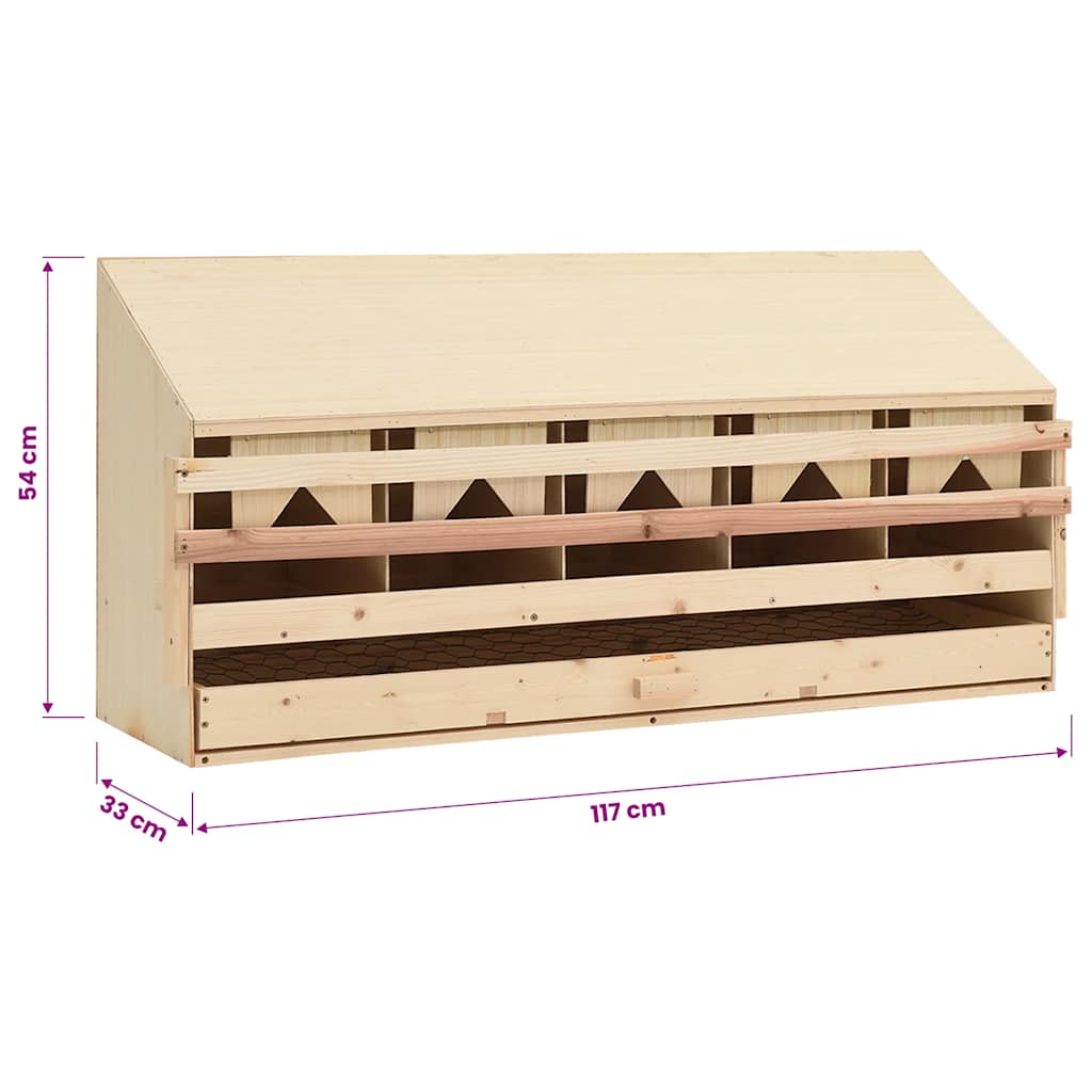 Φωλιά για Κότες με 5 Θέσεις 117x33x54 εκ. από Μασίφ Ξύλο Πεύκου - Pakobazaar