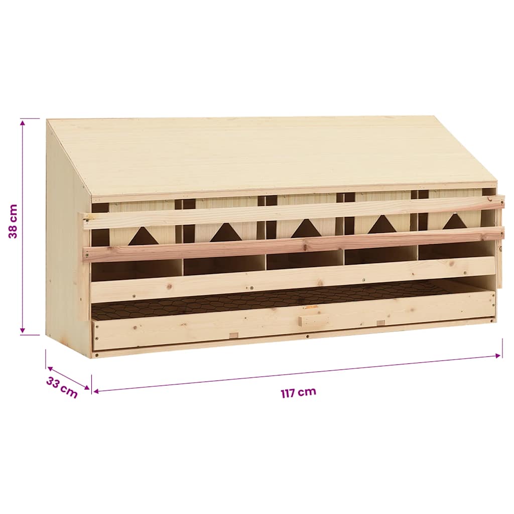 Φωλιά για Κότες με 5 Θέσεις 117x33x38 εκ. από Μασίφ Ξύλο Πεύκου - Pakobazaar