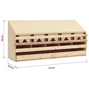 Φωλιά για Κότες με 5 Θέσεις 117x33x38 εκ. από Μασίφ Ξύλο Πεύκου - Pakobazaar