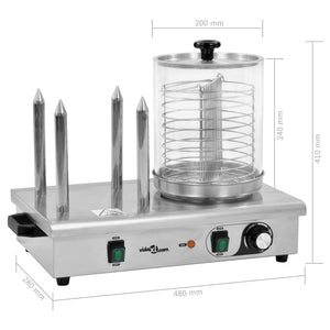 Συσκευή Hot Dog 550 W από Ανοξείδωτο Ατσάλι με 4 Ράβδους