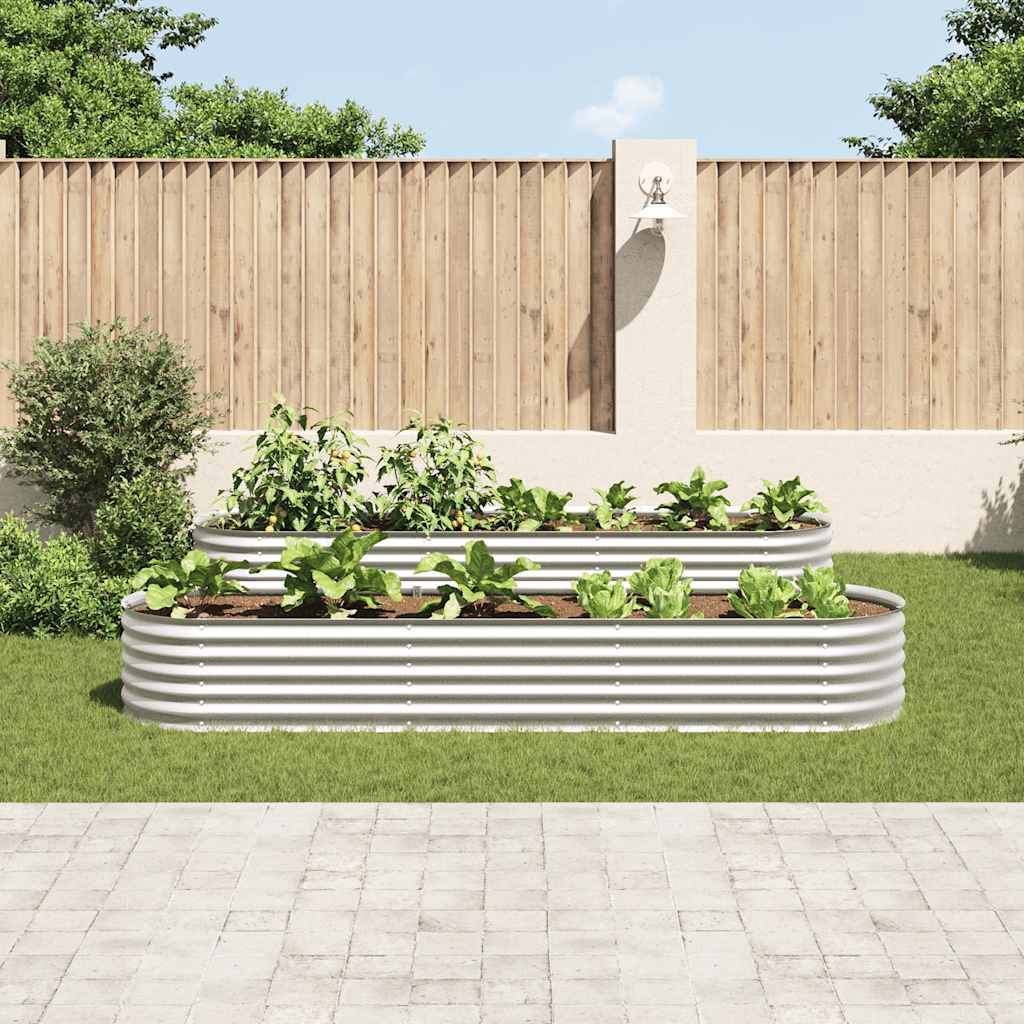 Ζαρντινιέρα Υπερυψωμένη Ασημί 320x80x44 εκ. Γαλβανισμ. Χάλυβας - Pakobazaar